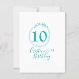 Turquoise cirkel. Ronde glitters 10e verjaardag ve Briefkaart