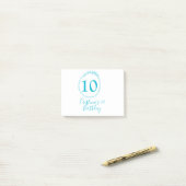 Turquoise cirkel. Ronde glitters 10e verjaardag ve Post-it® Notes (Op bureau)
