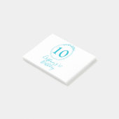 Turquoise cirkel. Ronde glitters 10e verjaardag ve Post-it® Notes (Schuin)
