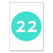 Turquoise cirkel tafel nummer kaart (Achterkant)