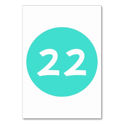Turquoise cirkel tafel nummer kaart (Voorkant)