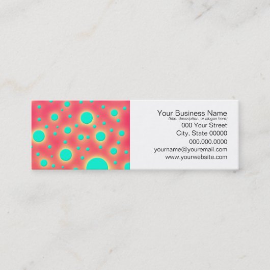 Turquoise Cirkels over Moderne Roze Ontwerp Mini Visitekaartje (Voorkant)
