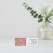 Turquoise Cirkels over Moderne Roze Ontwerp Mini Visitekaartje (Staand voorkant)