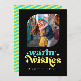 Turquoise & Citroen Modern Retro Kerst Foto Feestdagenkaart