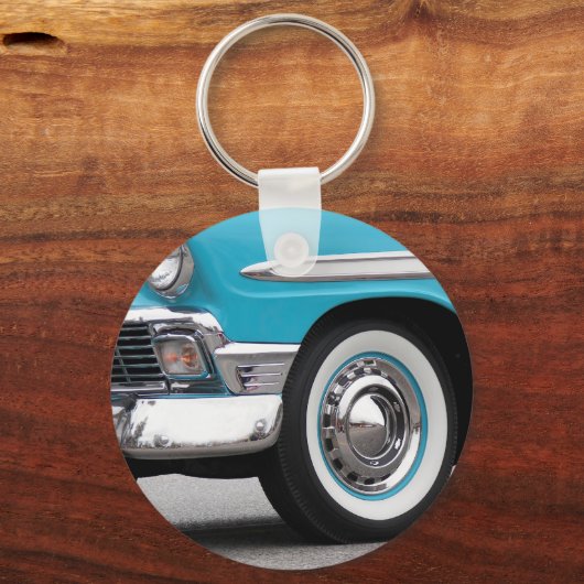 Turquoise Classic Car Sleutelhanger (Voorkant)