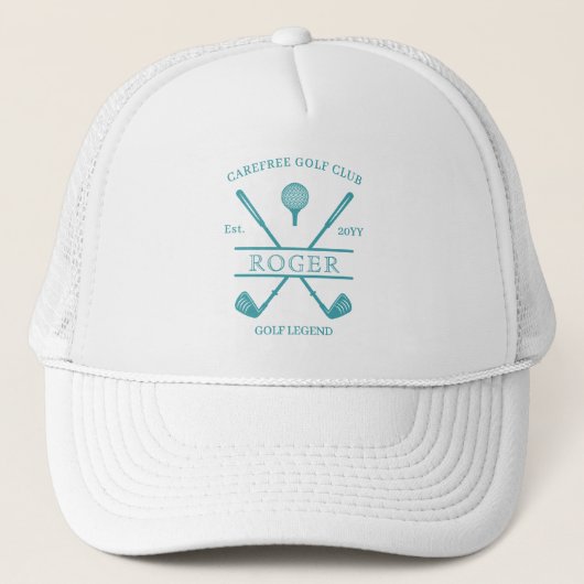 Turquoise Classic Golf Club Naam Trucker Pet (Voorkant)