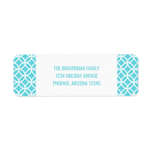 Turquoise Classy Diamond Holiday Adresetiketten Etiket (Voorkant)