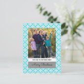 Turquoise Classy Diamond Holiday Foto Briefkaart (Staand voorkant)