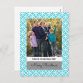 Turquoise Classy Diamond Holiday Foto Briefkaart (Voorkant / Achterkant)