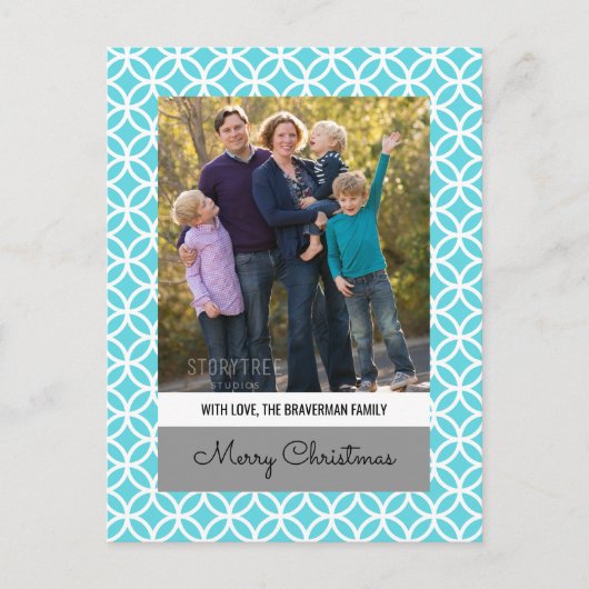 Turquoise Classy Diamond Holiday Foto Briefkaart (Voorkant)