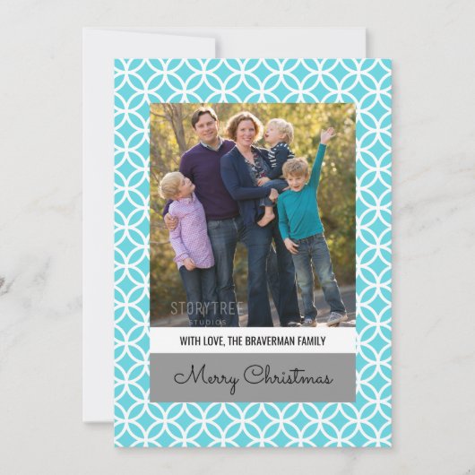 Turquoise Classy Diamond Holiday Foto Flat Kaart (Voorkant)