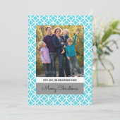 Turquoise Classy Diamond Holiday Foto Flat Kaart (Staand voorkant)