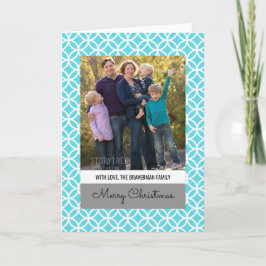 Turquoise Classy Diamond Holiday Foto Greeting Feestdagen Kaart