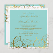 Turquoise & Classy Gouden Spiralen Elegante bruilo Kaart (Voorkant / Achterkant)
