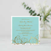Turquoise & Classy Gouden Spiralen Elegante bruilo Kaart (Staand voorkant)