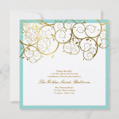Turquoise & Classy Gouden Spiralen Elegante bruilo Kaart (Achterkant)