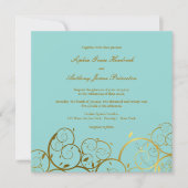 Turquoise & Classy Gouden Spiralen Elegante bruilo Kaart (Voorkant)