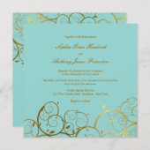 Turquoise & Classy Gouden Spiralen Elegante bruilo Kaart (Voorkant / Achterkant)