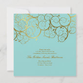 Turquoise & Classy Gouden Spiralen Elegante bruilo Kaart (Achterkant)