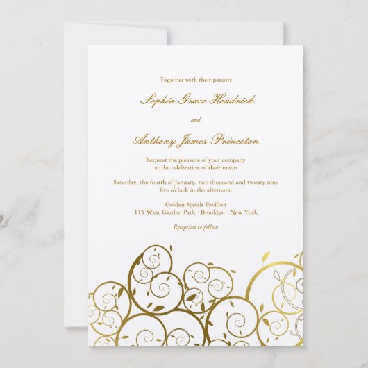 Turquoise & Classy Gouden Spiralen Elegante bruilo Kaart (Voorkant)
