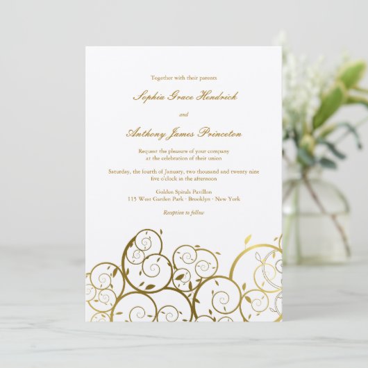 Turquoise & Classy Gouden Spiralen Elegante bruilo Kaart (Staand voorkant)