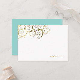 Turquoise & Classy Gouden Spiralen Elegante bruilo Plaatskaartje