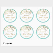 Turquoise & Classy Gouden Spiralen Elegante bruilo Ronde Sticker (Vel)