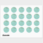 Turquoise & Classy Gouden Spiralen Elegante bruilo Ronde Sticker (Vel)