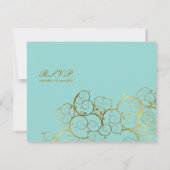 Turquoise & Classy Gouden Spiralen Elegante bruilo RSVP Kaartje (Achterkant)