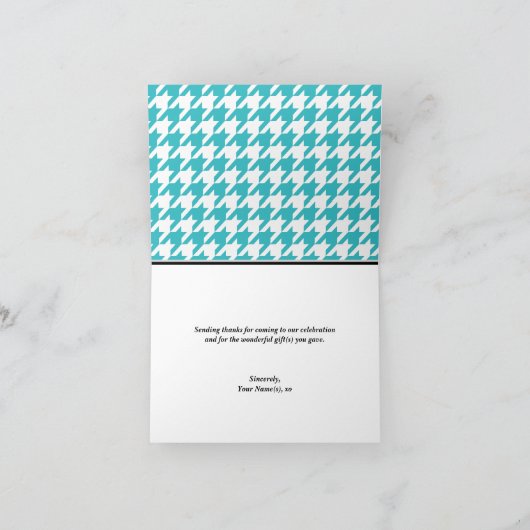 Turquoise Classy Houndstooth Dank u kaarten (Binnen)