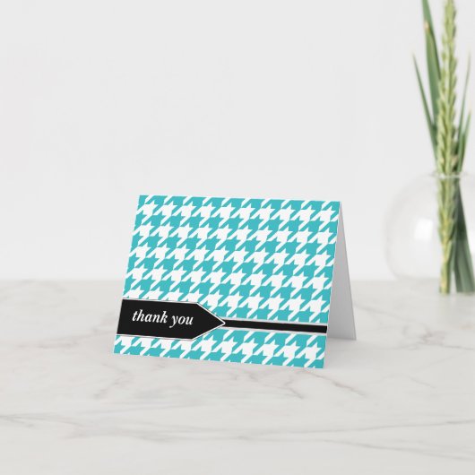 Turquoise Classy Houndstooth Dank u kaarten (Voorkant)