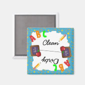 Turquoise Clean & Dirty School Chalkboard Magnet (Voorkant / Achterkant)
