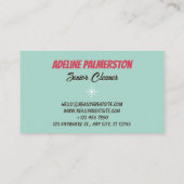 Turquoise Cleaner Cleaning Visitekaartje (Achterkant)