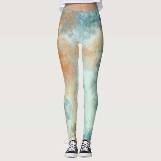 Turquoise Cloud art Leggings (Voorkant)