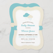Turquoise Cloud Baby shower Invitation Kaart (Voorkant / Achterkant)