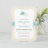 Turquoise Cloud Baby shower Invitation Kaart (Staand voorkant)