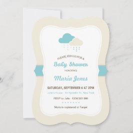 Turquoise Cloud Baby shower Invitation Kaart