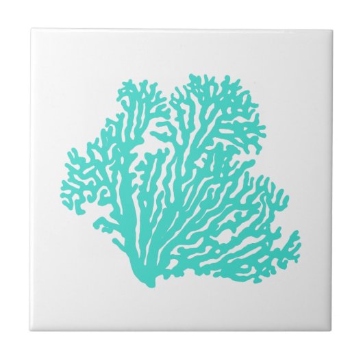 Turquoise Coastal Coral Tegeltje (Voorkant)