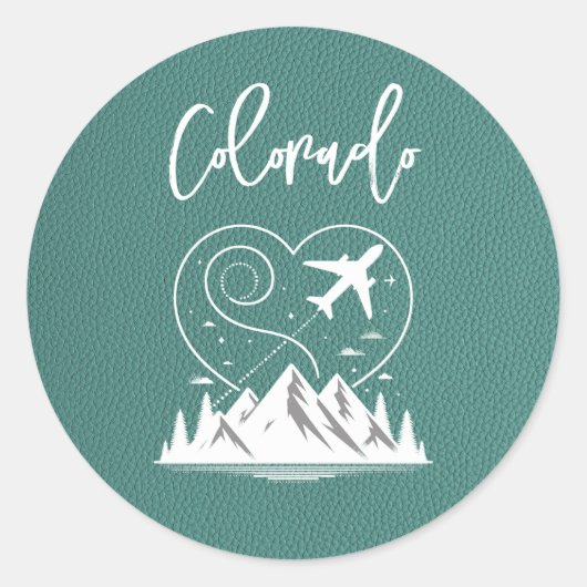 Turquoise Colorado Passport Ronde Sticker (Voorkant)
