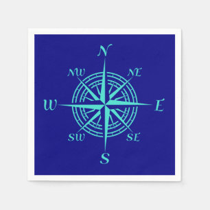 Turquoise Compass Roos op Navy Blue Servetten