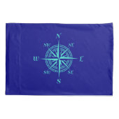 Turquoise Compass-Roos voor het blauwhelm-decor Kussensloop (Achterkant)