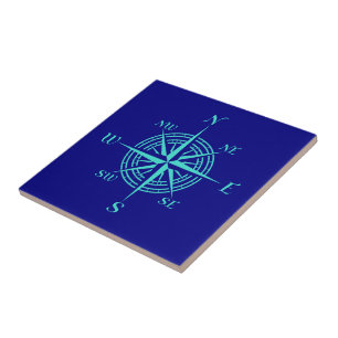 Turquoise Compass-Roos voor het blauwhelm-decor Tegeltje