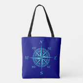 Turquoise Compass-Roos voor het blauwhelm-decor Tote Bag (Achterkant)