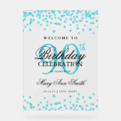 Turquoise Confetti Glitter 90ste verjaardag Welkom Acryl Bord (Voorkant)