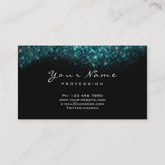 Turquoise Confetti Makeup Artist Lashes Extension Visitekaartje (Achterkant)