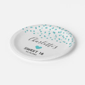 Turquoise Confetti Sweet 16 Birthday Party Papieren Bordje (Gekanteld)