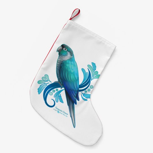 Turquoise Conure Kleine Kerstsok (Voorkant (Hangend))