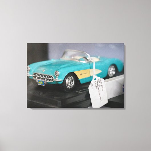 turquoise converteerbare model auto canvas afdruk (Voorkant)
