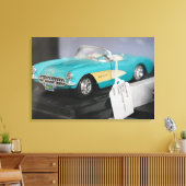 turquoise converteerbare model auto canvas afdruk (Insitu (Woonkamer))