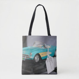  turquoise converteerbare model auto tote bag